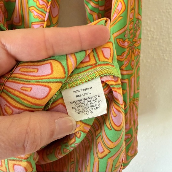 Show Me Your MuMu Womens Pink & Green Clara Silky Mini Dress - Picture 9 of 10